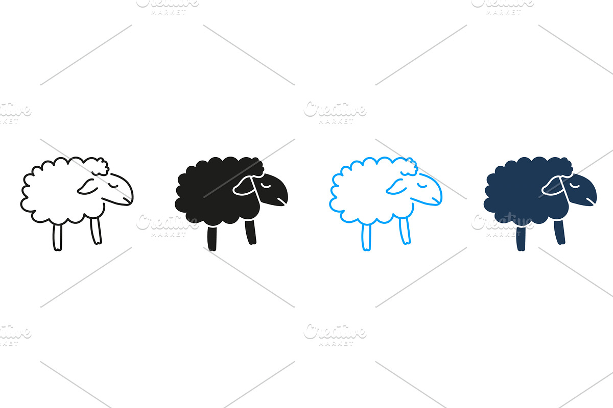 Sleeping Sheep Icons, an Animal Illustration by Gentle Studio