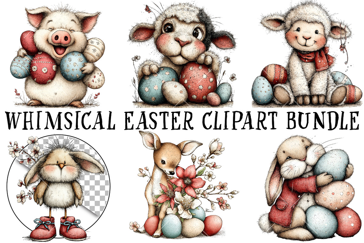 Whimsical Easter Clipart Bundle, an Illustration by OK Design (Photo 2 of 6)