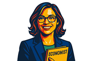 Smiling female economist vector, a Finance Illustration by AlexArt