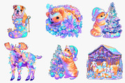 Funny Christmas Animals clipart, an Illustration by CreationArt (Thumbnail 5 of 6)