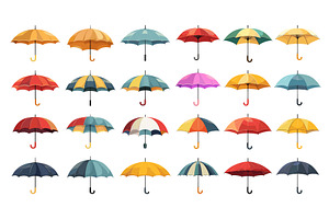 Flat Set of Colorful Umbrellas, an Object Illustration by LadadikArt