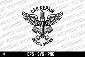 Winged motorcycle spark plug. Design, a Transportation Illustration by Vectorhight