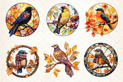 Fall Stained Glass Birds Clipart, an Illustration by Dream Creation (Thumbnail 4 of 6)