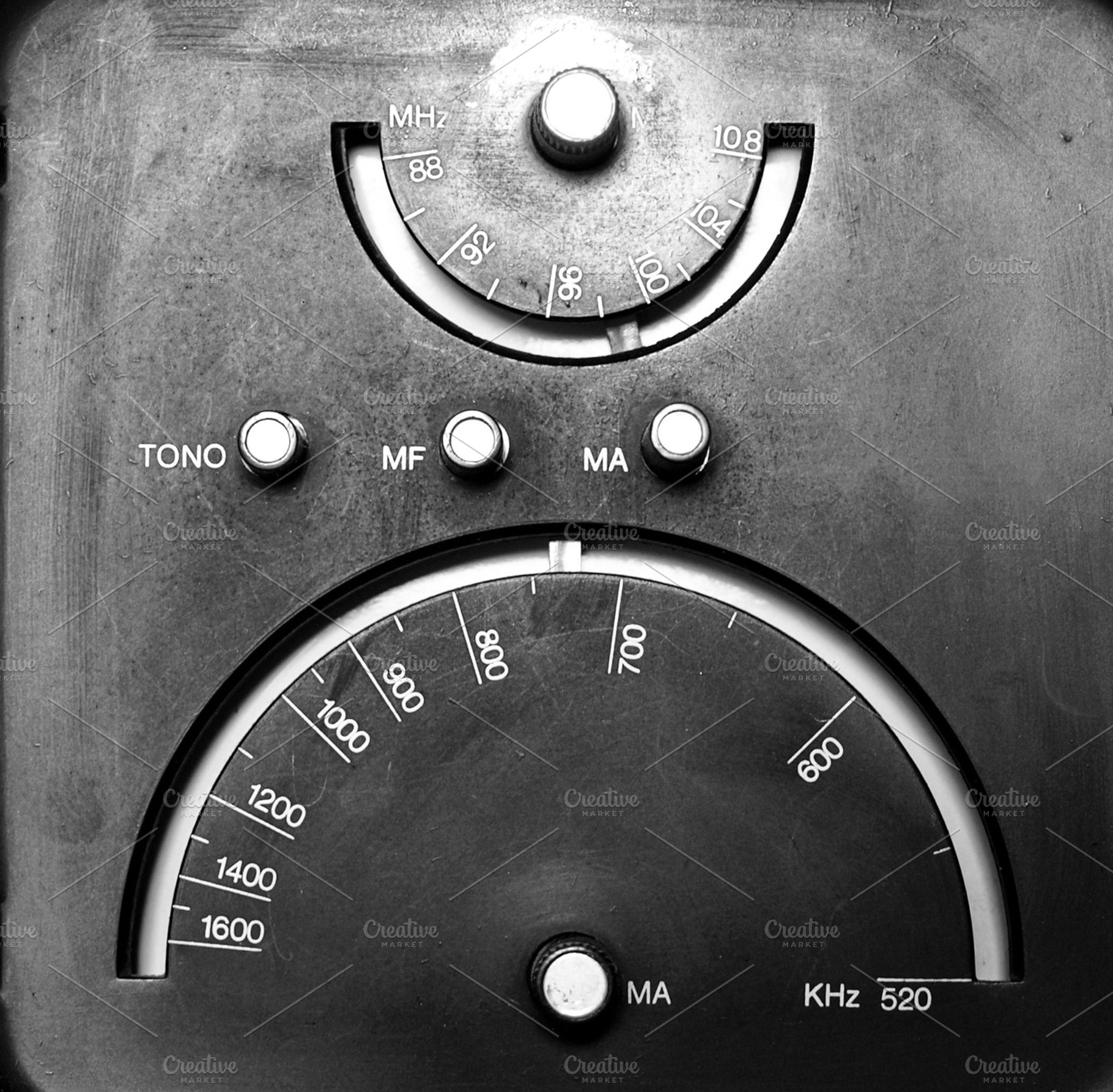 Vintage radio containing vintage, retro, and radio
