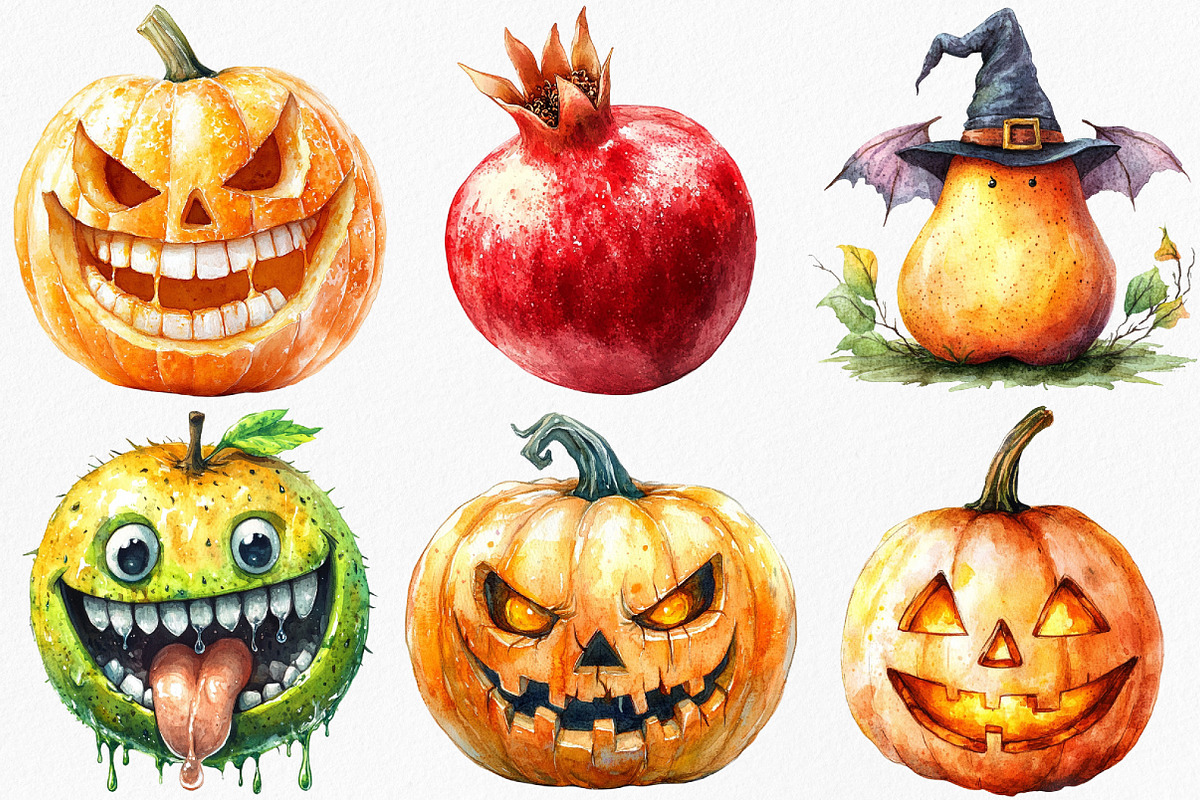 Halloween Fruit Mash-Up Clipart, an Illustration by Canvas Craft (Photo 3 of 7)