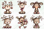 Watercolor Christmas Reindeer Bundle, an Illustration by Creative Art (Thumbnail 4 of 9)