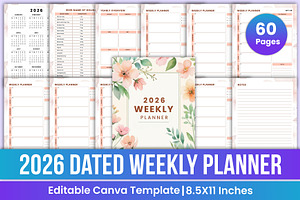 2026 Dated Weekly Planner Canva, a Stationery Template by Mustafiz