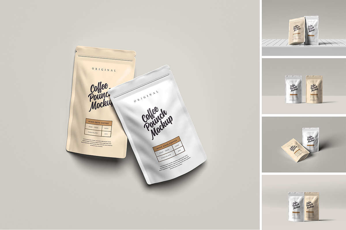 Coffee Pouch Packaging Mockup, a Packaging Mockup by simuradi (Photo 1 of 6)