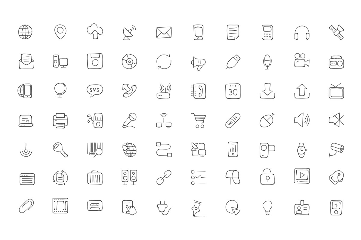 100 Communication Hand Drawn Icons, an Outline Icon by Creative Stall (Photo 2 of 3)