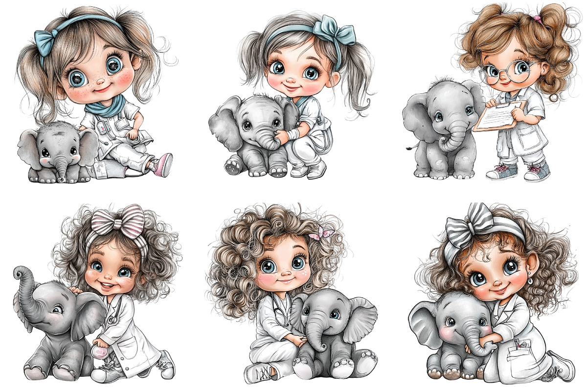 Veterinarian girl clipart, an Illustration by DreamArtGraphic (Photo 2 of 9)