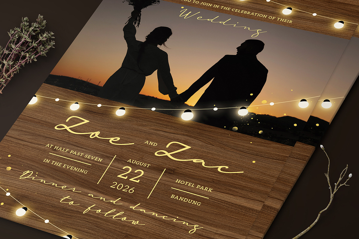 Rustic Wedding Invitation Set preview 2