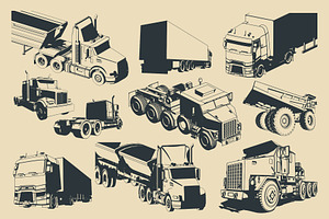 Large Trucks and Trailers Set