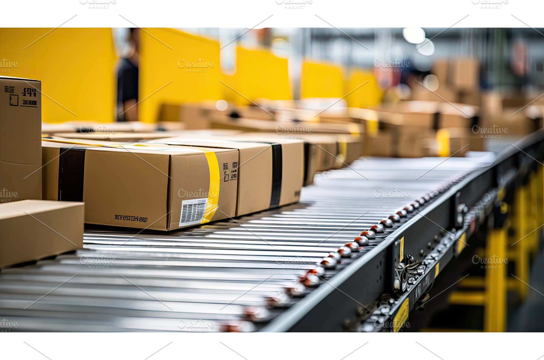warehouse system conveyor belt ai, an Industrial Photo by pikepicture