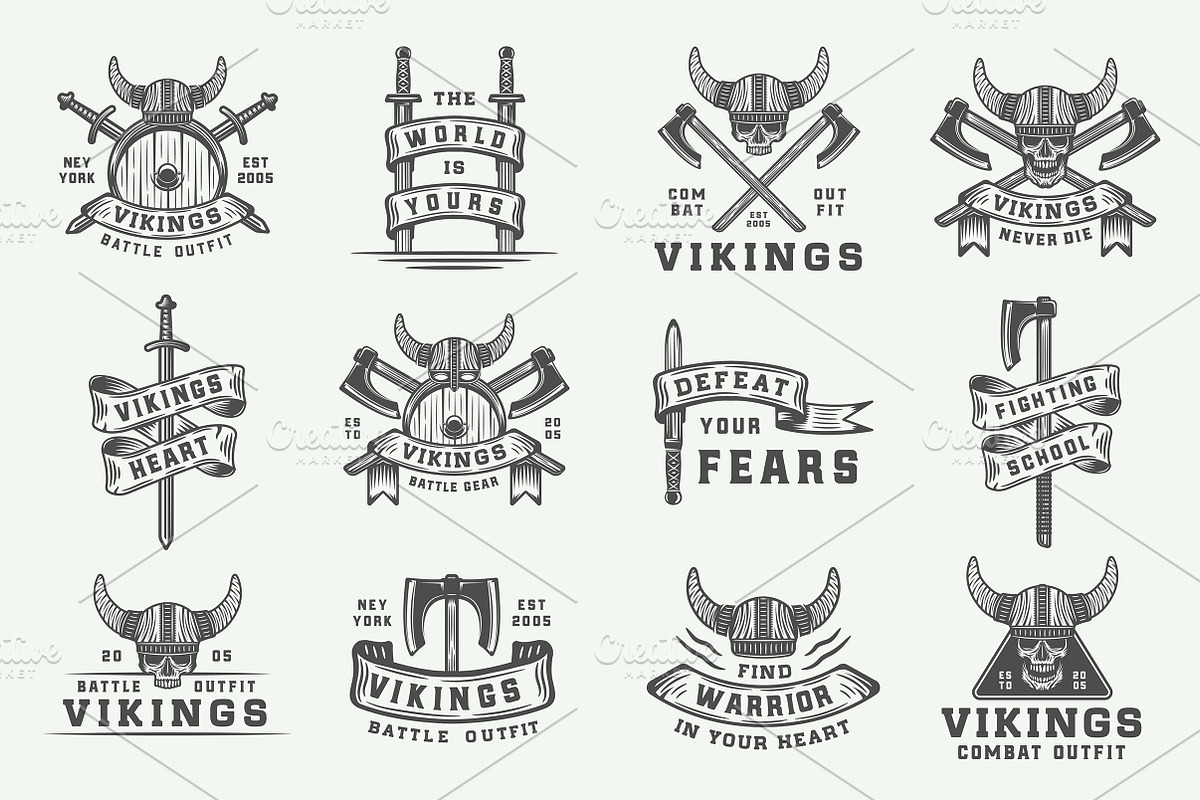 Vintage Vikings Bundle, a Branding & Logo Template by AkimD (Photo 3 of 7)