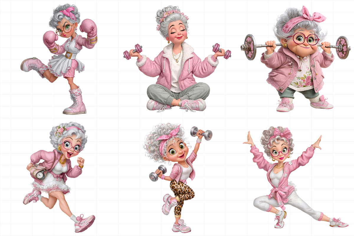Funny Fitness Grandma Clipart, an Illustration by Daily.Designs (Photo 4 of 5)