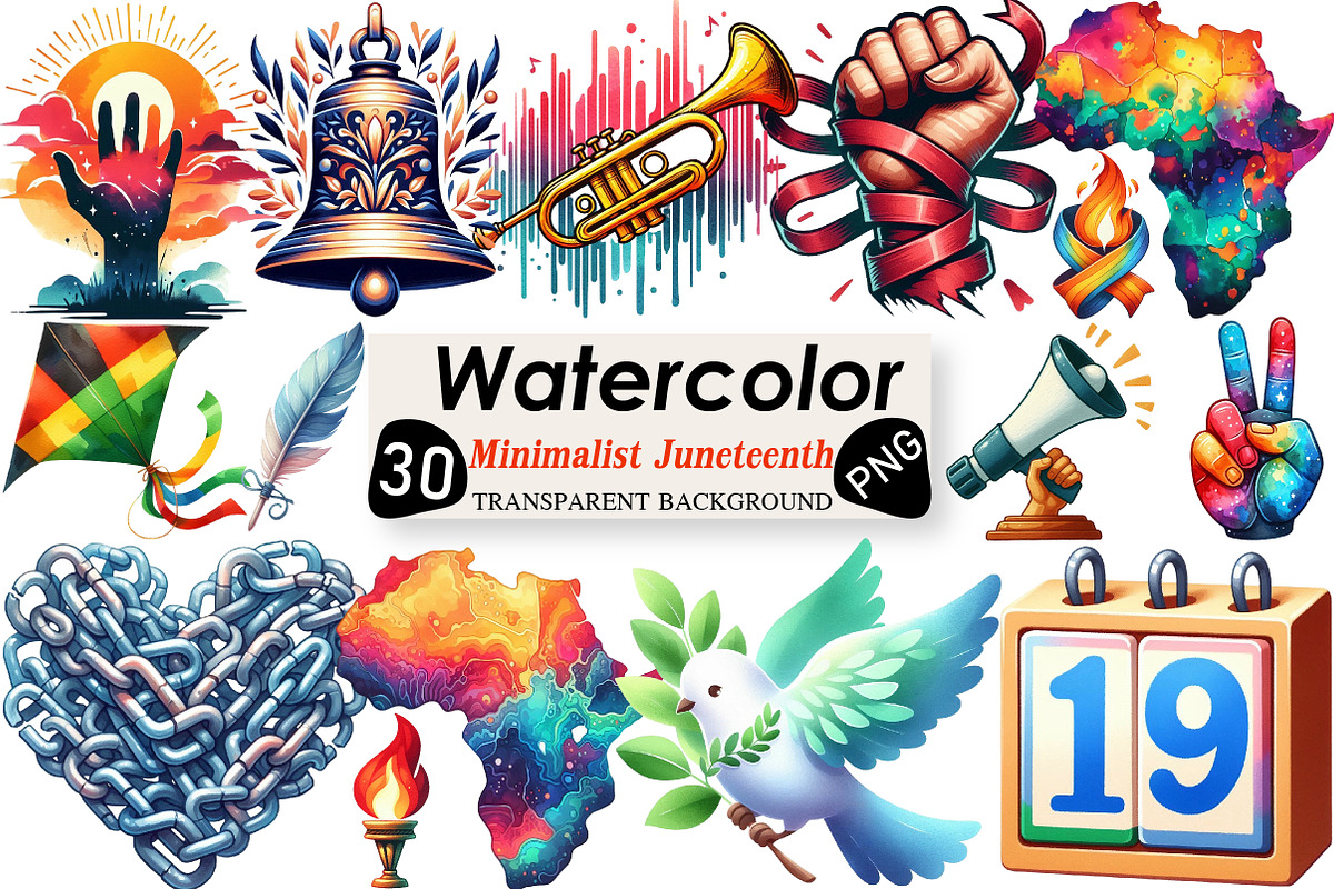 Minimalist Juneteenth Clipart, an Illustration by Black Bird Studio (Photo 1 of 6)