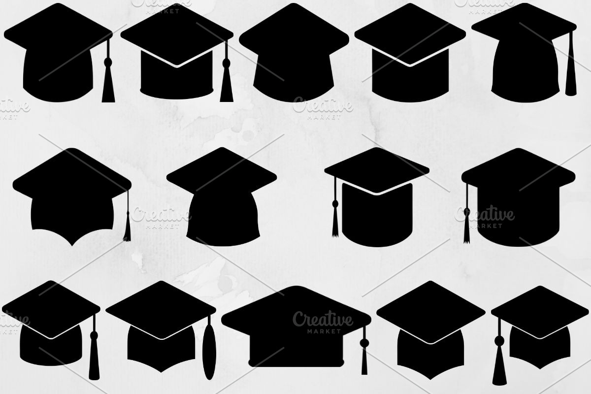 Graduates Caps Silhouette SVG, an Education Illustration by newminddesign (Photo 1 of 3)