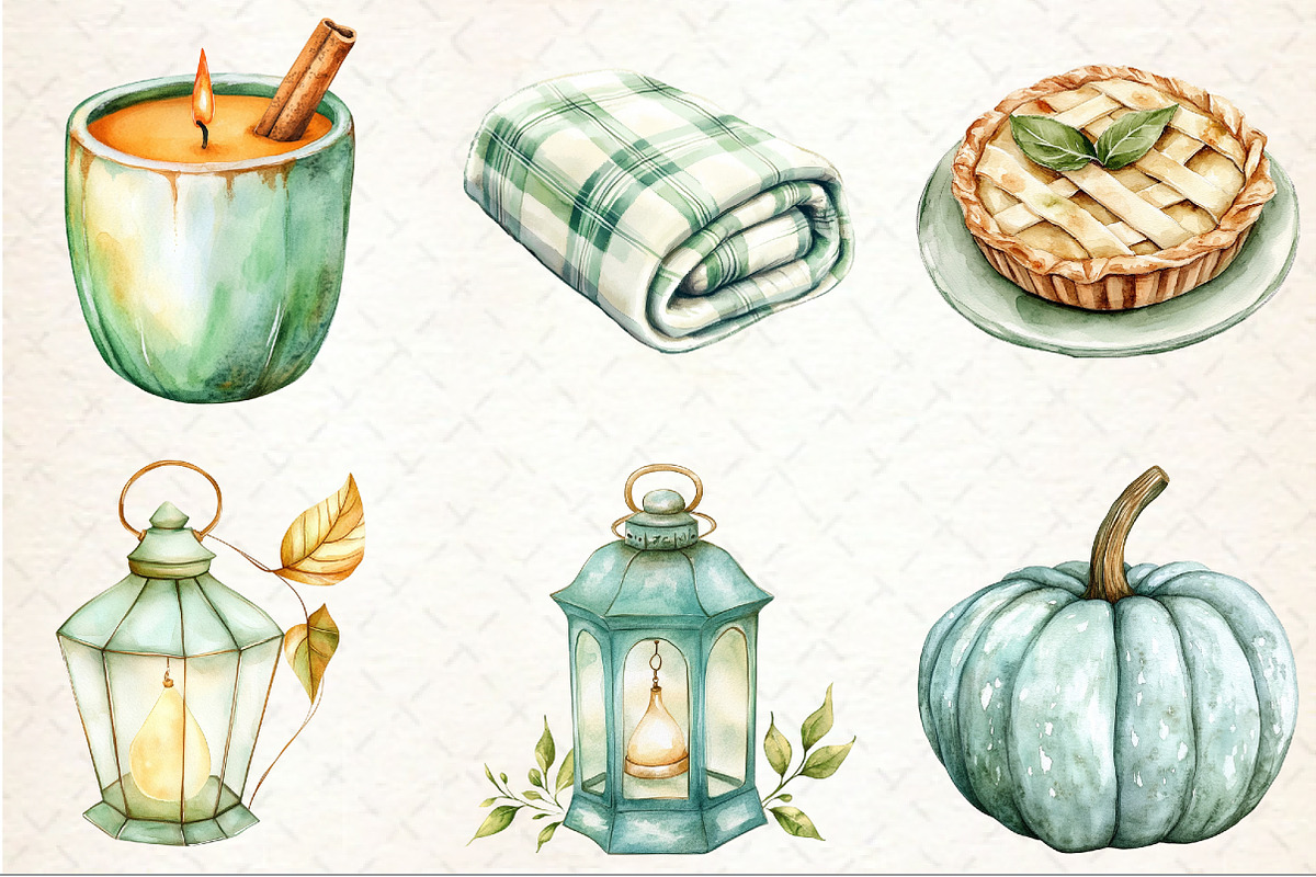 Mint Fresh Green Autumn Clipart, an Illustration by Rose Art (Photo 3 of 5)