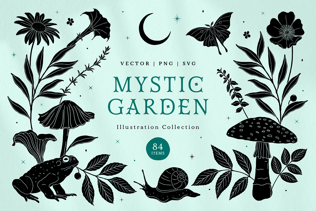 Mystic Garden Vector Illustrations, a Seasonal Illustration by rouxsupplyco (Photo 1 of 11)