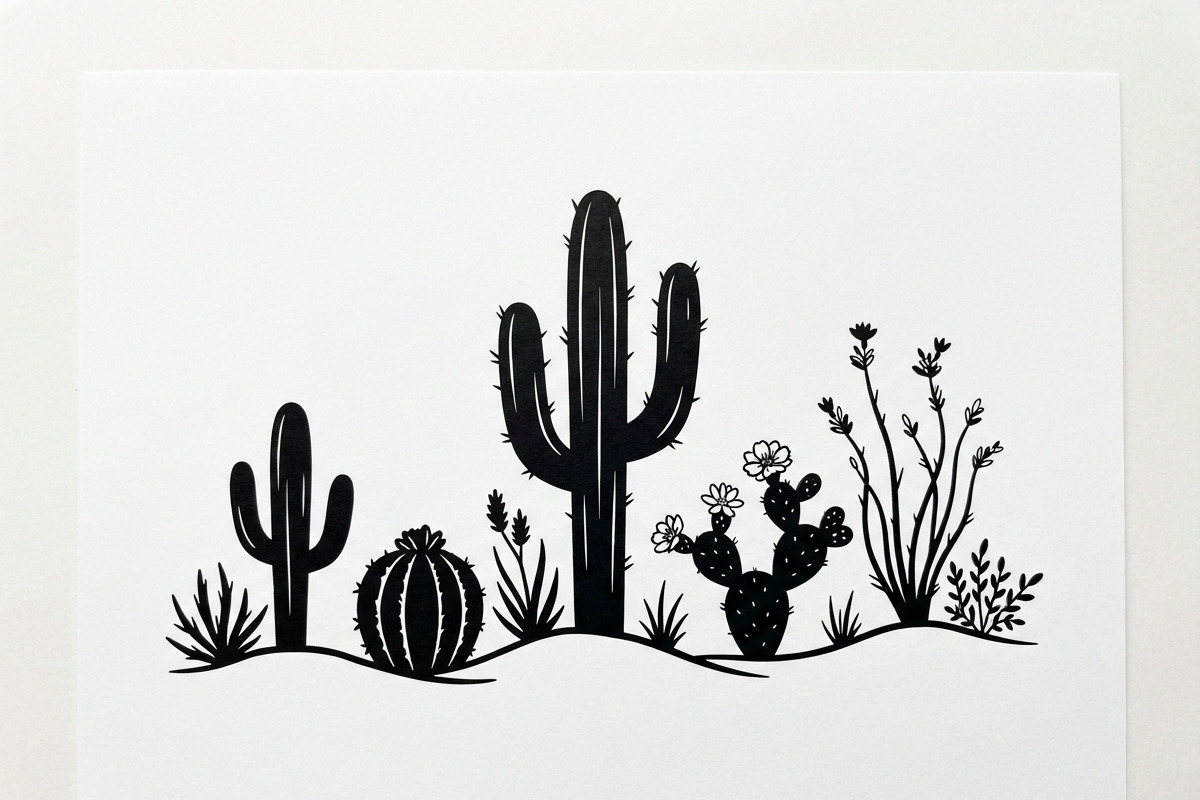60 Desert Cactus Floral Silhouette, a Seasonal Illustration by Amazin_art (Photo 17 of 21)