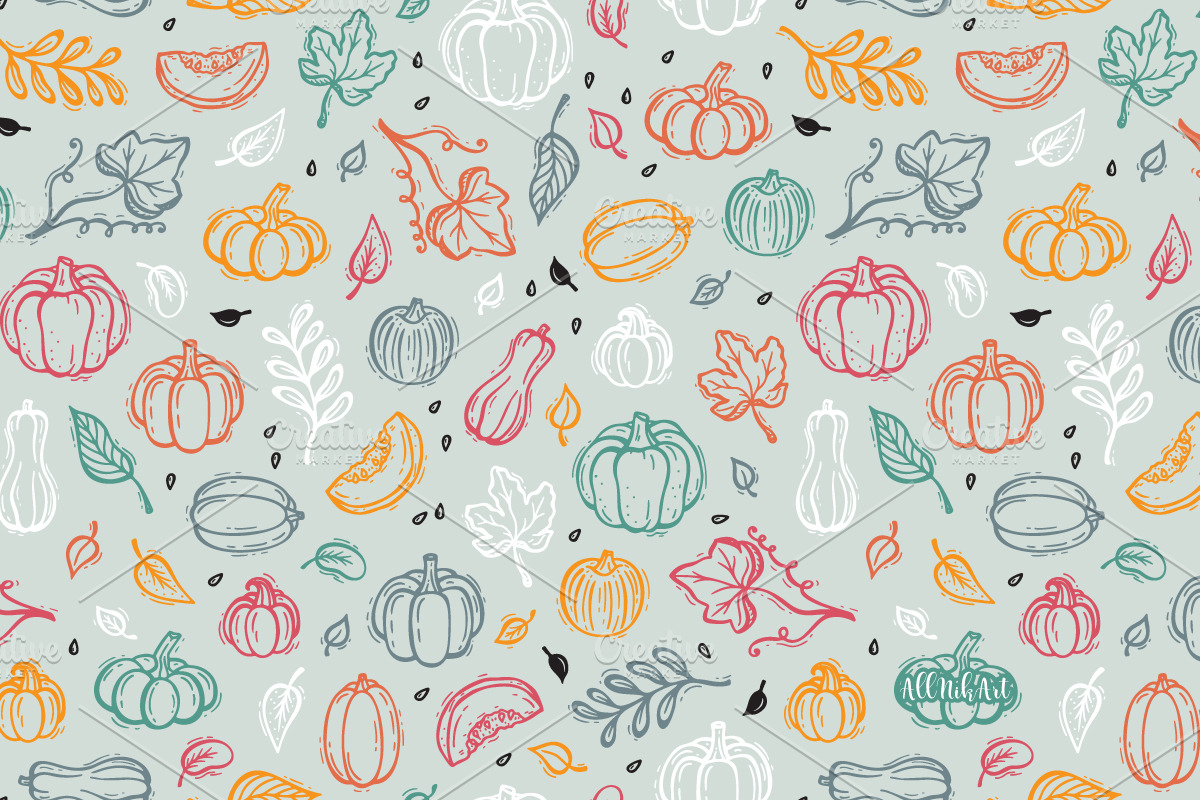 Pumpkins Seamless Patterns, a Pattern Graphic by AllNikArt (Photo 4 of 6)