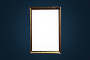 Antique art fair gallery frame on royal blue wall at auction hou, an Arts & Entertainment Photo by Studio ANNA