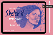Sketch It Procreate 5 Brush set, a Brush Add-On by Littlefield Design (Thumbnail 1 of 12)