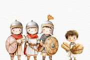 David and Goliath watercolor clipart, an Education Illustration by Invite to Clipart (Thumbnail 4 of 6)