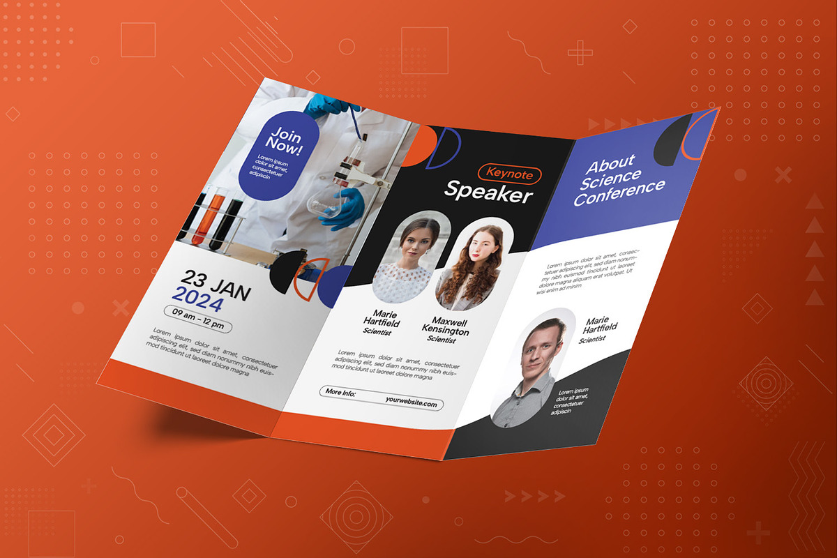 Science Conference Trifold Brochure, a Brochure Template by Fannan Studio