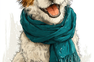 Happy injured puppy with bandaged paw and teal scarf cute rescue, an Animal Photo by José Manuel Gelpi