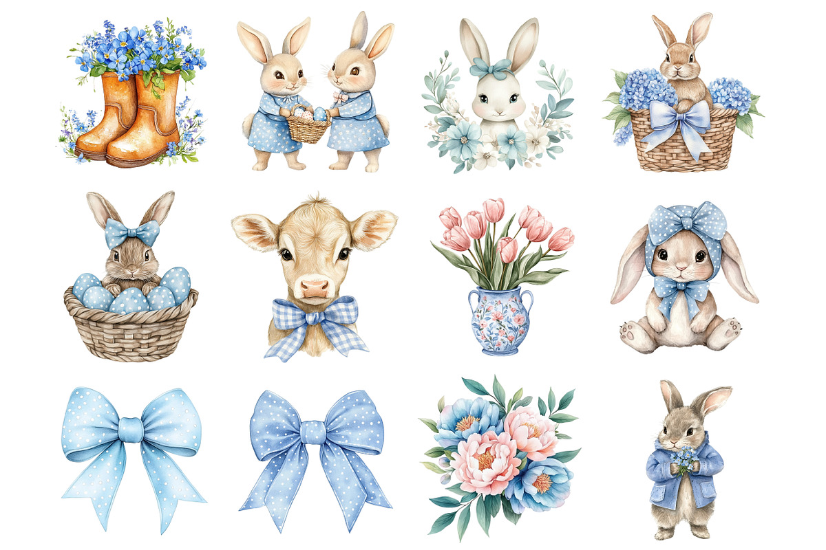 Pastel Blue Easter Clipart, a Seasonal Illustration by Design Market (Photo 3 of 5)