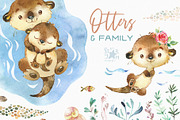 Otters & Family. Sea Collection, an Animal Illustration by StarJam (Thumbnail 1 of 4)