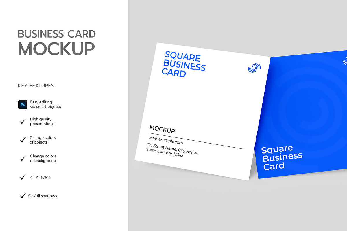 Square Business Card Mockup, an Advertising Mockup by graphypix (Photo 2 of 4)