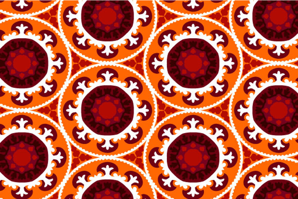 suzani pattern in orange