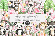 Watercolor Tropical Animals Clipart, an Illustration by Designworld (Thumbnail 1 of 5)