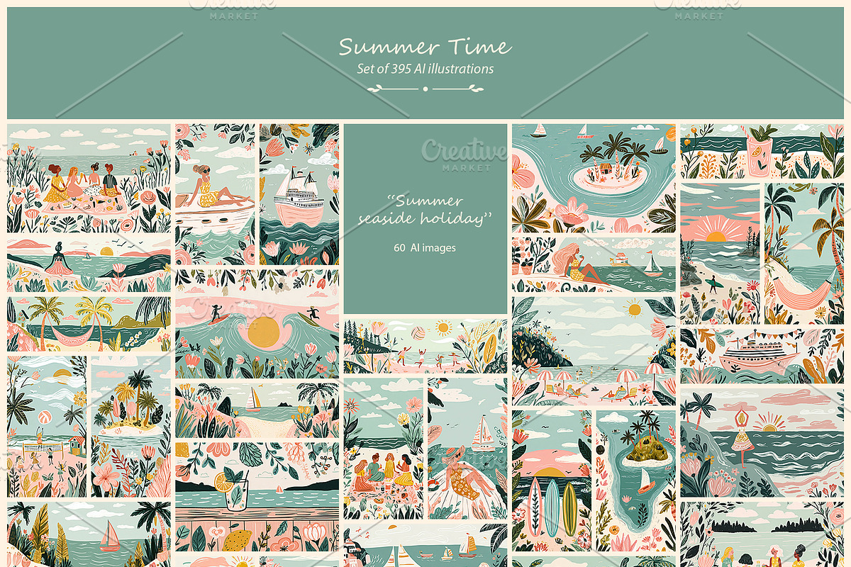 Summer- 395 AI illustrations, a Seasonal Illustration by Pundateam (Photo 9 of 9)