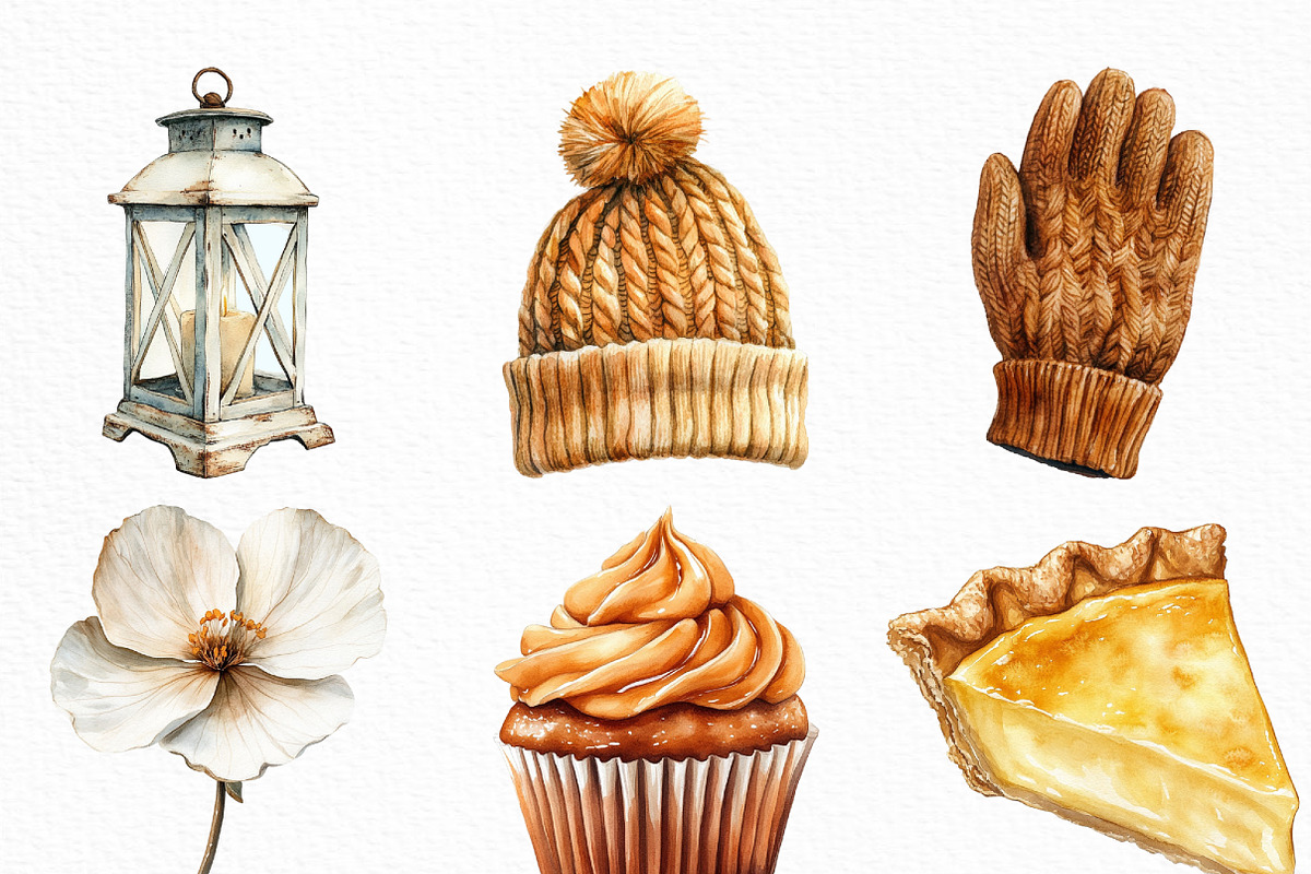Cozy Caramel & White Fall Clipart, an Illustration by Craft Nest (Photo 2 of 6)