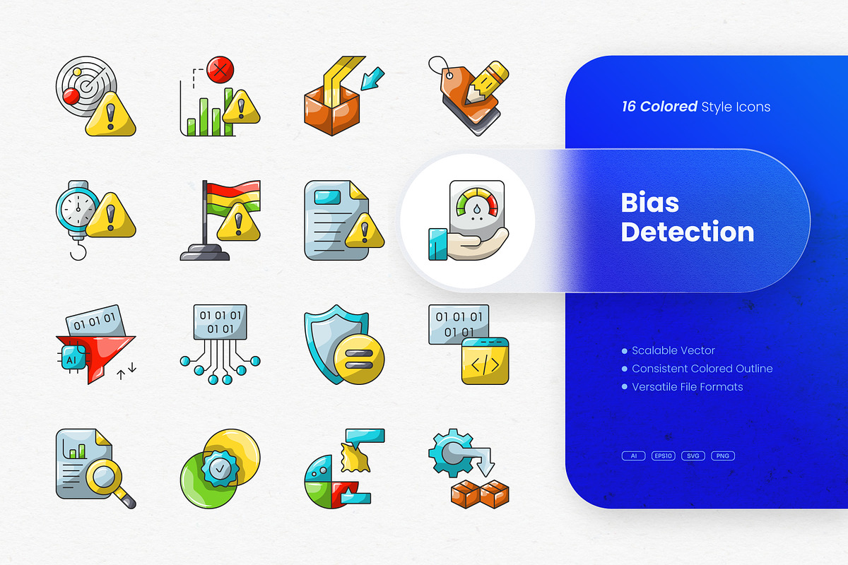 Bias Detection Colored Icons, an Outline Icon by cidcud_graphic