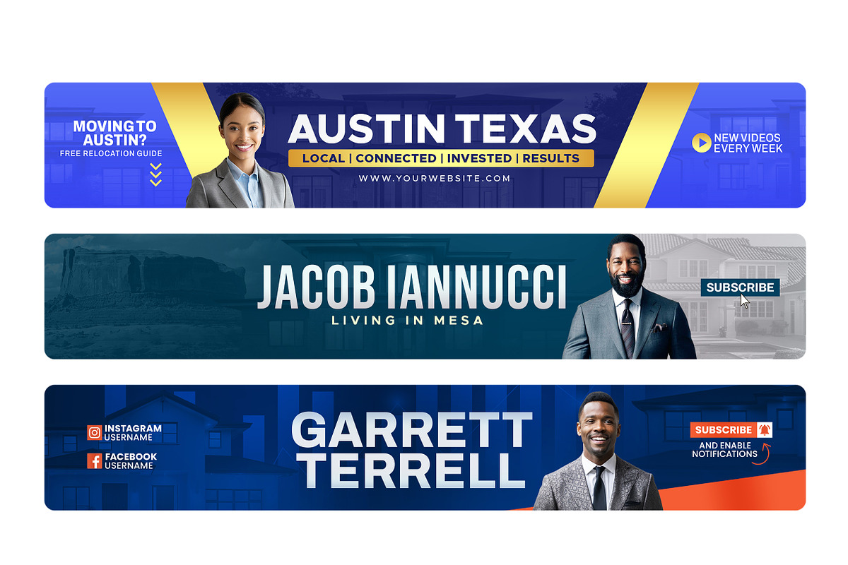 Realtor YouTube banner Bundle pack, a Social Media Template by Vaughn Studios (Photo 3 of 7)