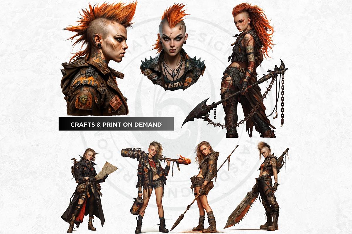 Wasteland Punk Character Clipart Set, a Decorative Illustration by ThatsDesignArt (Photo 3 of 10)