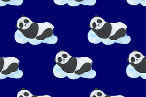 Sleeping Animals Watercolor Pattern