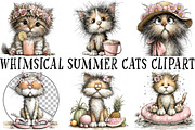 Whimsical Summer Cats Clipart, a Seasonal Illustration by OK Design (Thumbnail 2 of 6)