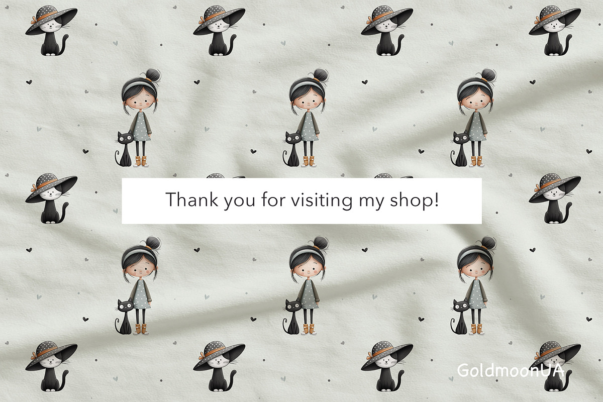 Cat girl vibes Patterns & Clipart, a Person Illustration by GoldmoonUA (Photo 5 of 5)