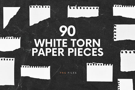 90 White Torn Ripped Paper Pieces, a Texture Graphic by Ksuview