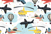 Seamless patterns with air transport, an Object Illustration by narinadraban (Thumbnail 2 of 6)