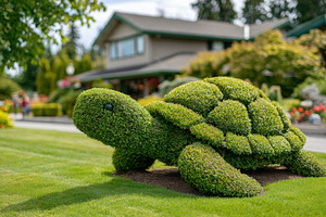 Topiary turtle sculpture in a garden, a Nature Photo by AlyaAnd