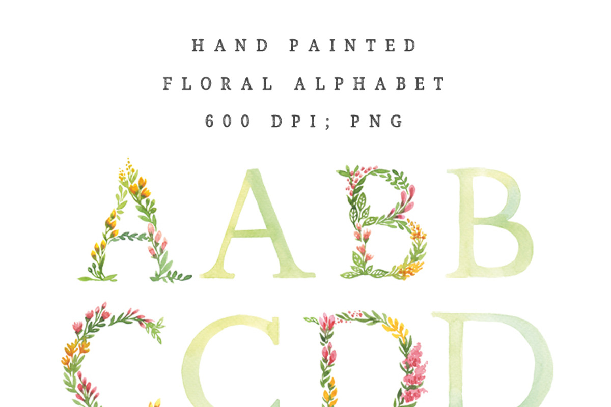 Watercolor floral alphabet, an Illustration by swiejko (Photo 6 of 6)