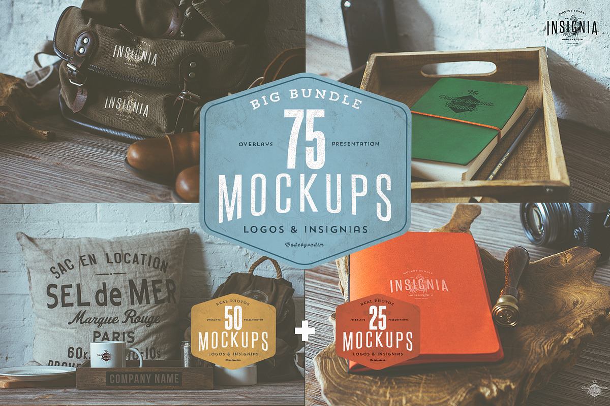 75 Hip Logo Overlay Mock-Ups BUNDLE, a Packaging Mockup by Madebyvadim (Photo 1 of 5)