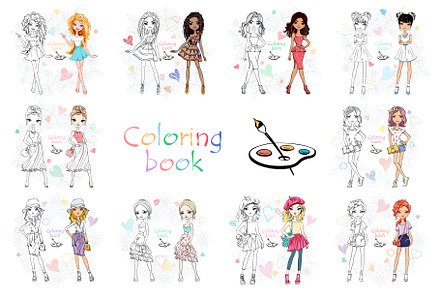 Vector Coloring Book of cute girl, a Person Illustration by kavalenkava