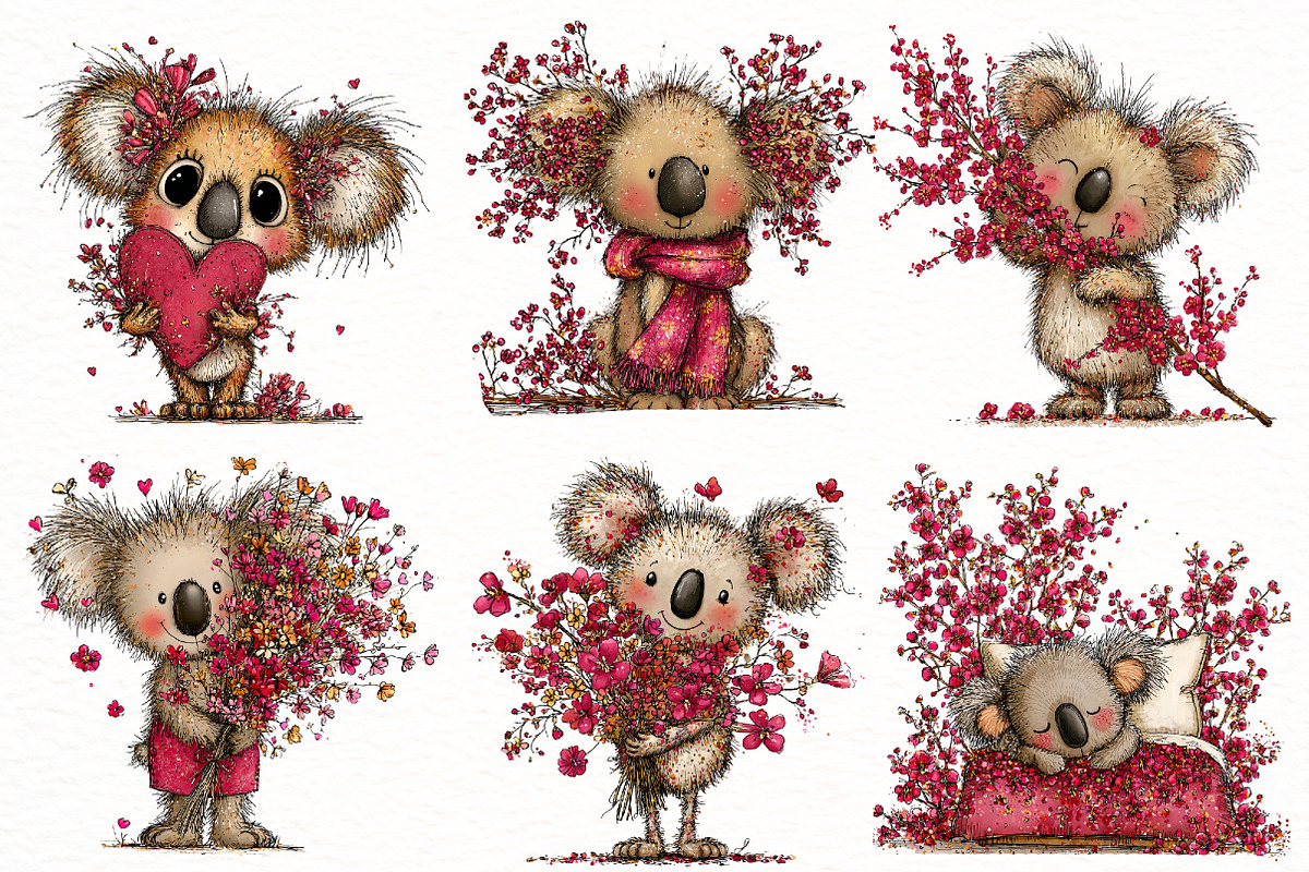 Whimsical spring koala Clipart, an Illustration by Designworld (Photo 3 of 7)